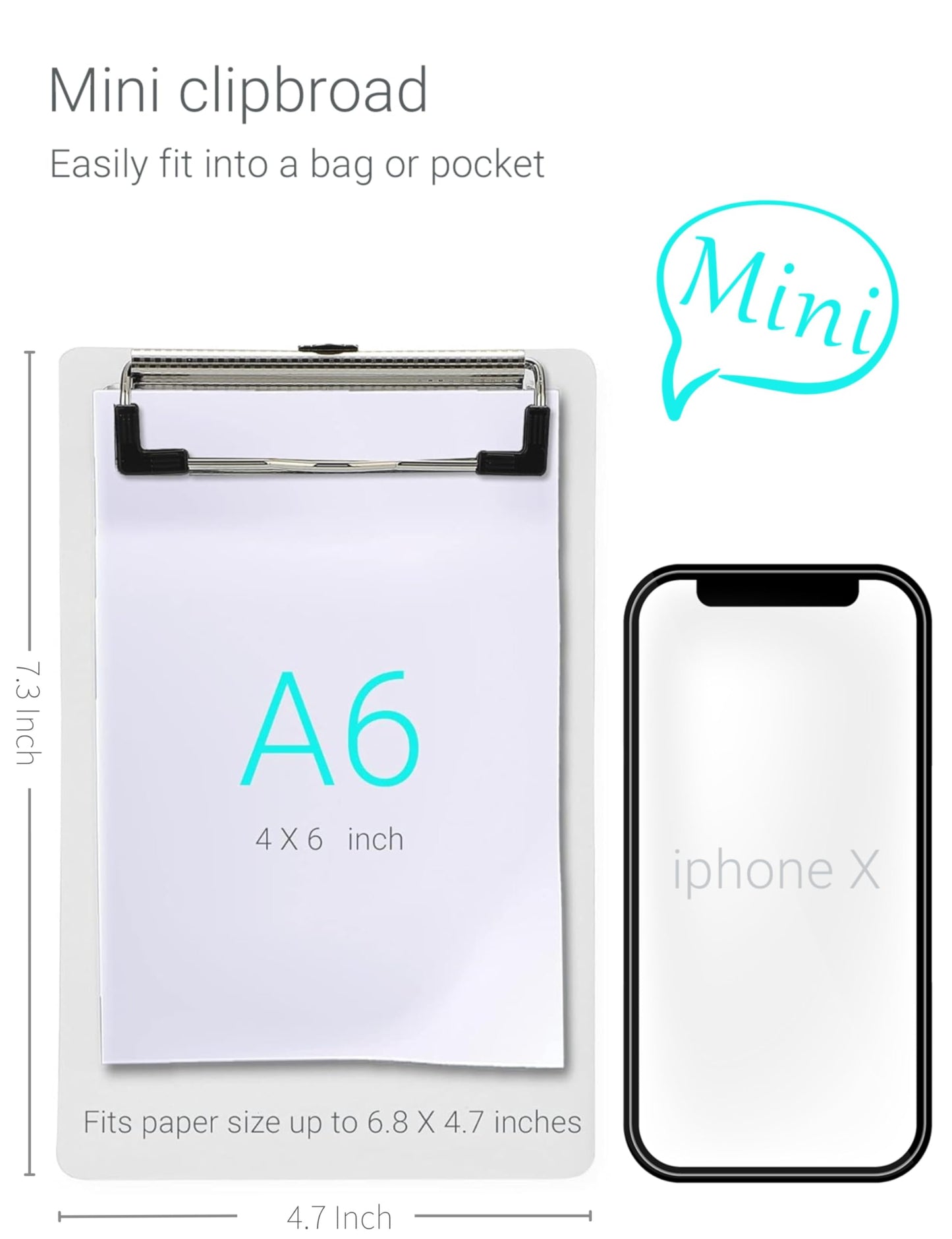 Mymazn Mini Clipboards, 4.7x7.3 Inch Portable Plastic Clipboards for Receipts & Orders, Ideal for Warehouse, Office, School & Outdoor Work (10-Pack)