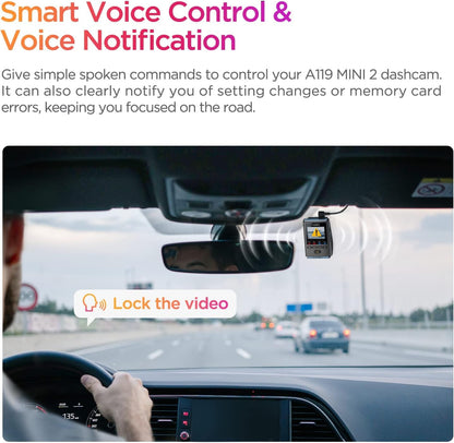 VIOFO Dash Cam A119 Mini 2, STARVIS 2 Sensor, 2K 60fps/HDR 30fps Voice Control Car Dash Camera with 5GHz Wi-Fi GPS, Night Vision 2.0, 24H Parking Mode, Supercapacitor, Support 512GB Max