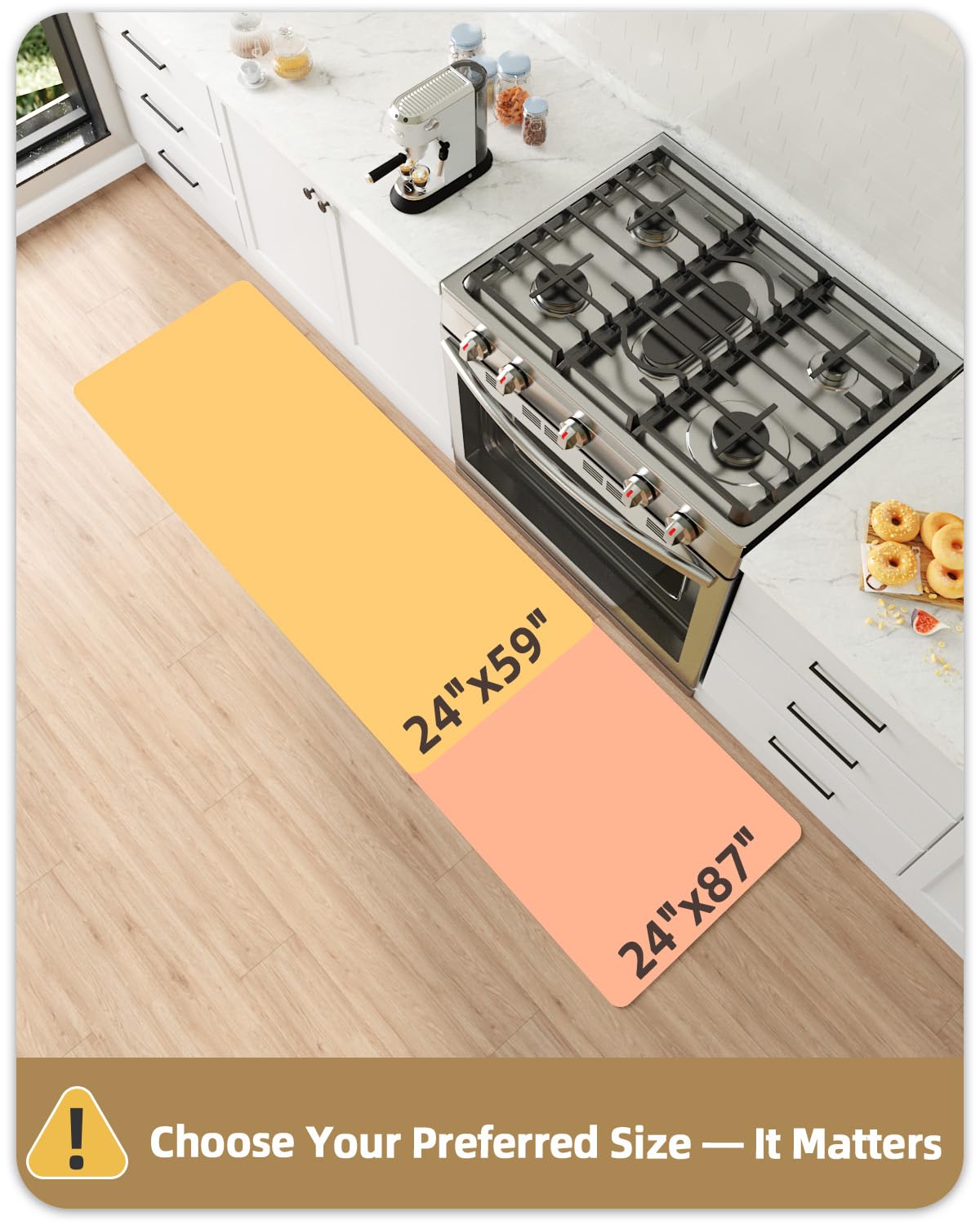 Color&Geometry Marble Kitchen Mats for Floor 24x87, Non Slip Wide & Large Kitchen Runner Rug, Easy Clean, Oil & Water Resistant, Anti Fatigue Foam Standing Mat for Sink, Laundry, Office, Grey