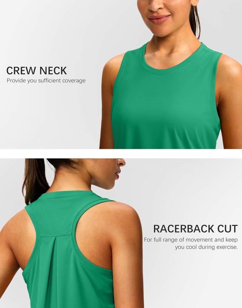 Women's Workout Tops Racerback Athletic Tank Tops Sleeveless Loose Fit Yoga Running Gym Shirts for Women(Green,M)