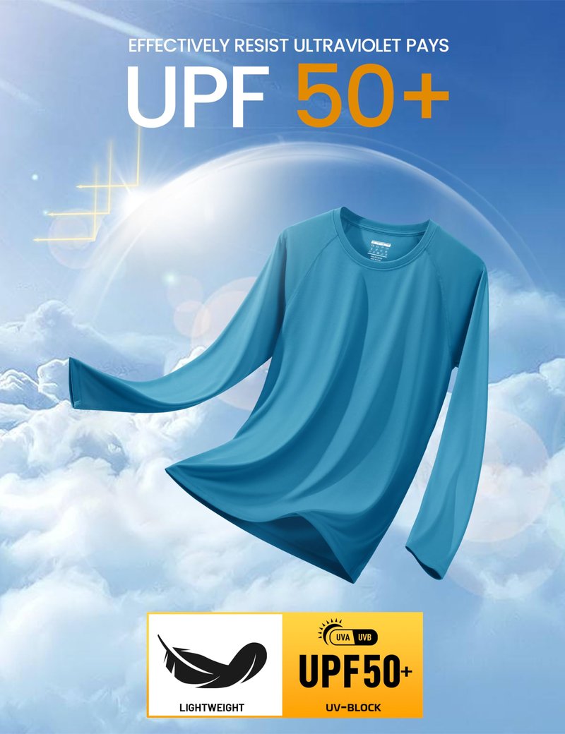 MAGCOMSEN Quick Dry Shirts for Men UPF 50 Long Sleeve Athletic T-Shirt UV Protection Shirts Workout Gym Shirts Outdoor Shirts Blue Green