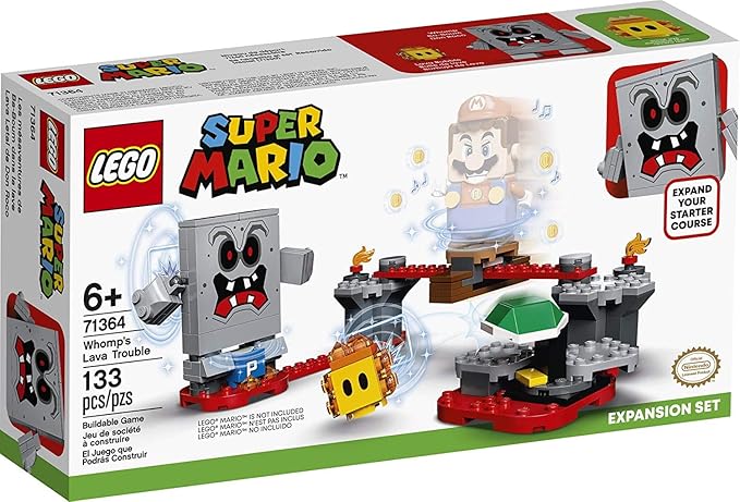 LEGO Super Mario Whomp’s Lava Trouble Expansion Set 71364 Building Kit Toy for Kids to Enhance Their Super Mario Adventures with Mario Starter Course (71360) (133 Pieces)