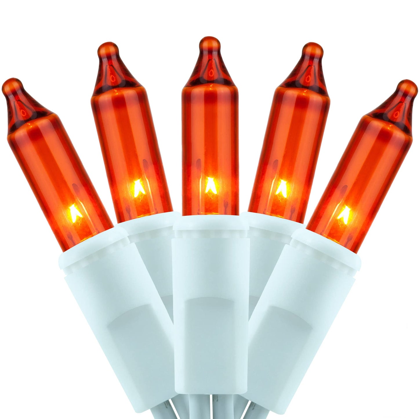 YULETIME 200 Orange Christmas String Lights, 2-Set 21 ft 100 ct White Wire