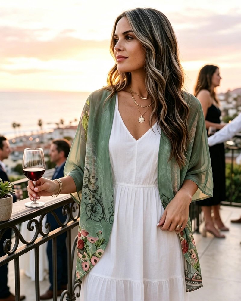 Women's Floral Print Puff Sleeve Kimono Cardigan Loose Cover Up Casual Blouse Tops(Army Green Floral,S)