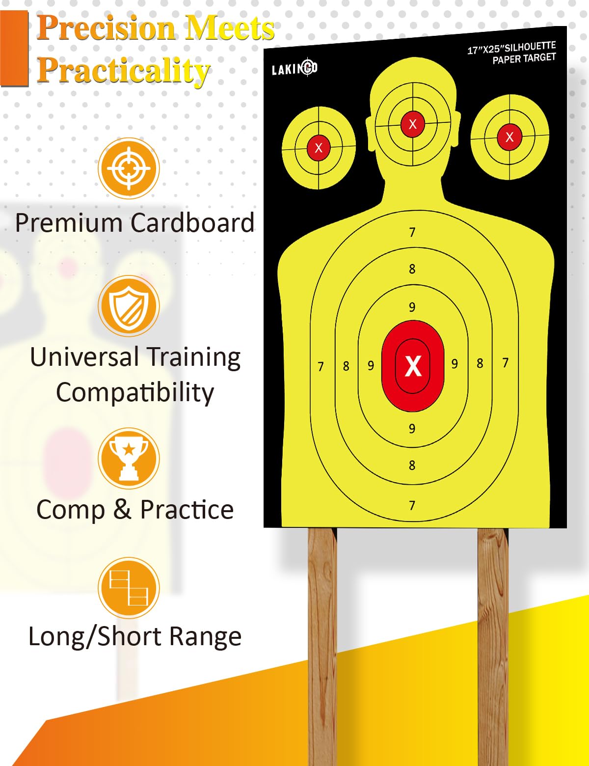 17x25 Inch Silhouette Shooting Target Paper-High-Visibility Reactive Target for Indoor & Outdoor Range, Ideal for Handgun, Rifle & Airgun Practice