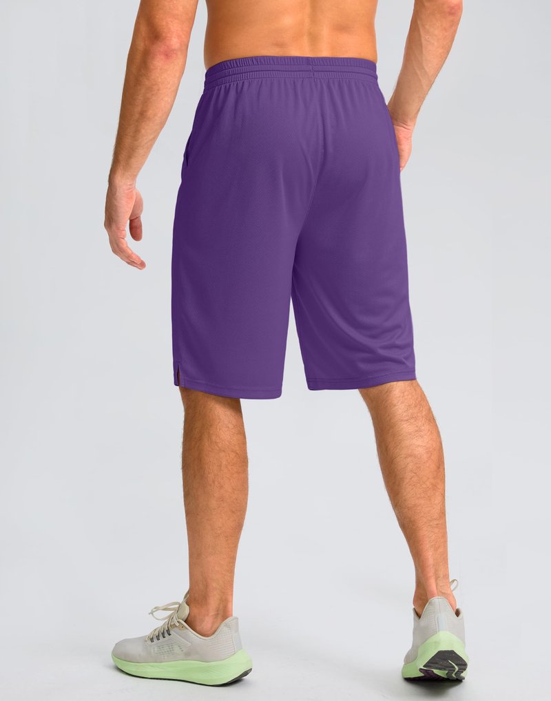 Men's Athletic Shorts with Pockets 9" / 11" Long Basketball Shorts Lightweight Quick Dry Gym Workout Shorts for Men(Purple,M)