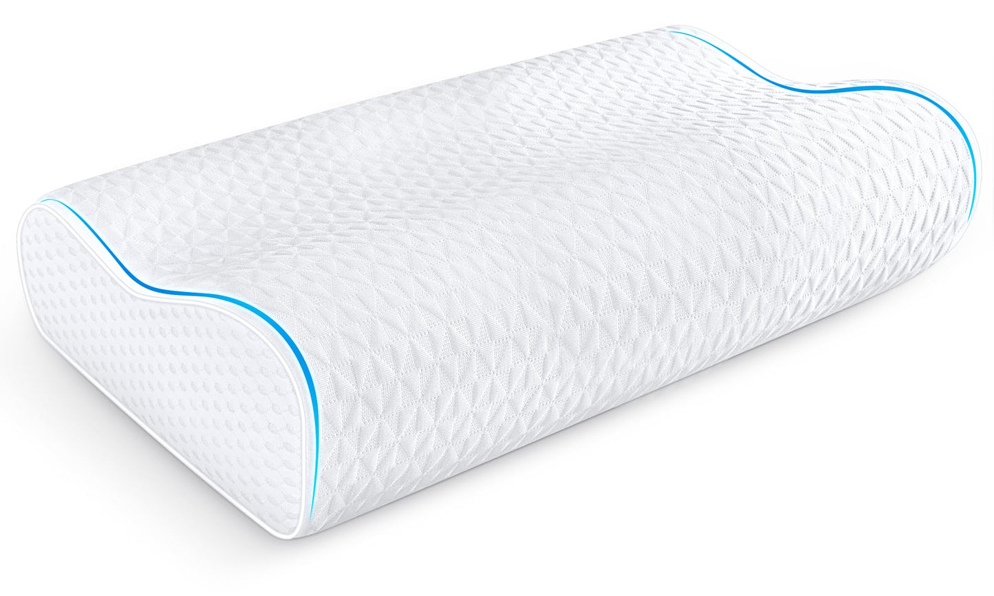Cervical Neck Pillow for Pain Relief- Queen Size Cooling Pillow for Sleeping, Memory Foam Pillows for Neck Shoulder, Ergonomic Adjustable Contour Bed Pillow for Side, Stomach & Back Sleepers