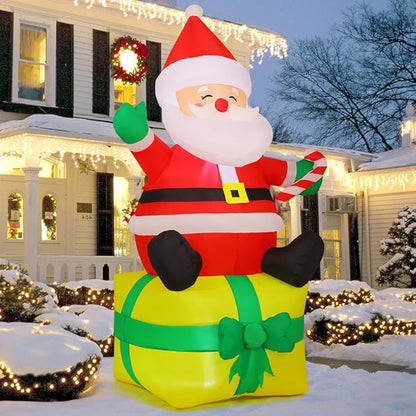 COMIN 7 FT Christmas Inflatables Outdoor Decorations, Blow Up Santa Claus Inflatable with Built-in LEDs for Christmas Indoor Outdoor Yard Lawn Garden