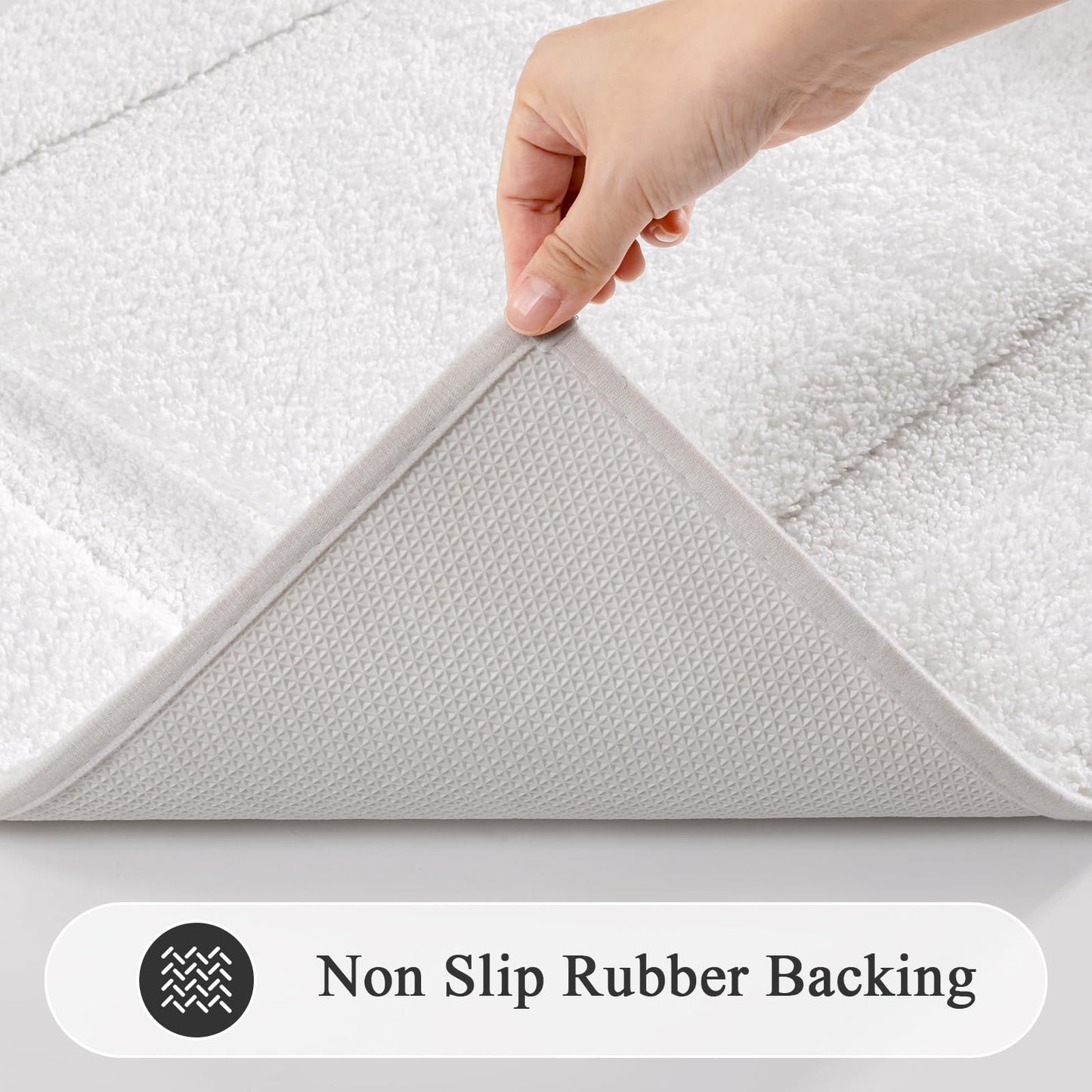 SHACOS Soft Fluffy White Bath Rugs Mats Set of 2 Pieces 16x24 + 20x32 inch, Non Slip Washable Bathroom Rugs, Microfiber Absorbent Bath Rug Plush Floor Rug Carpet