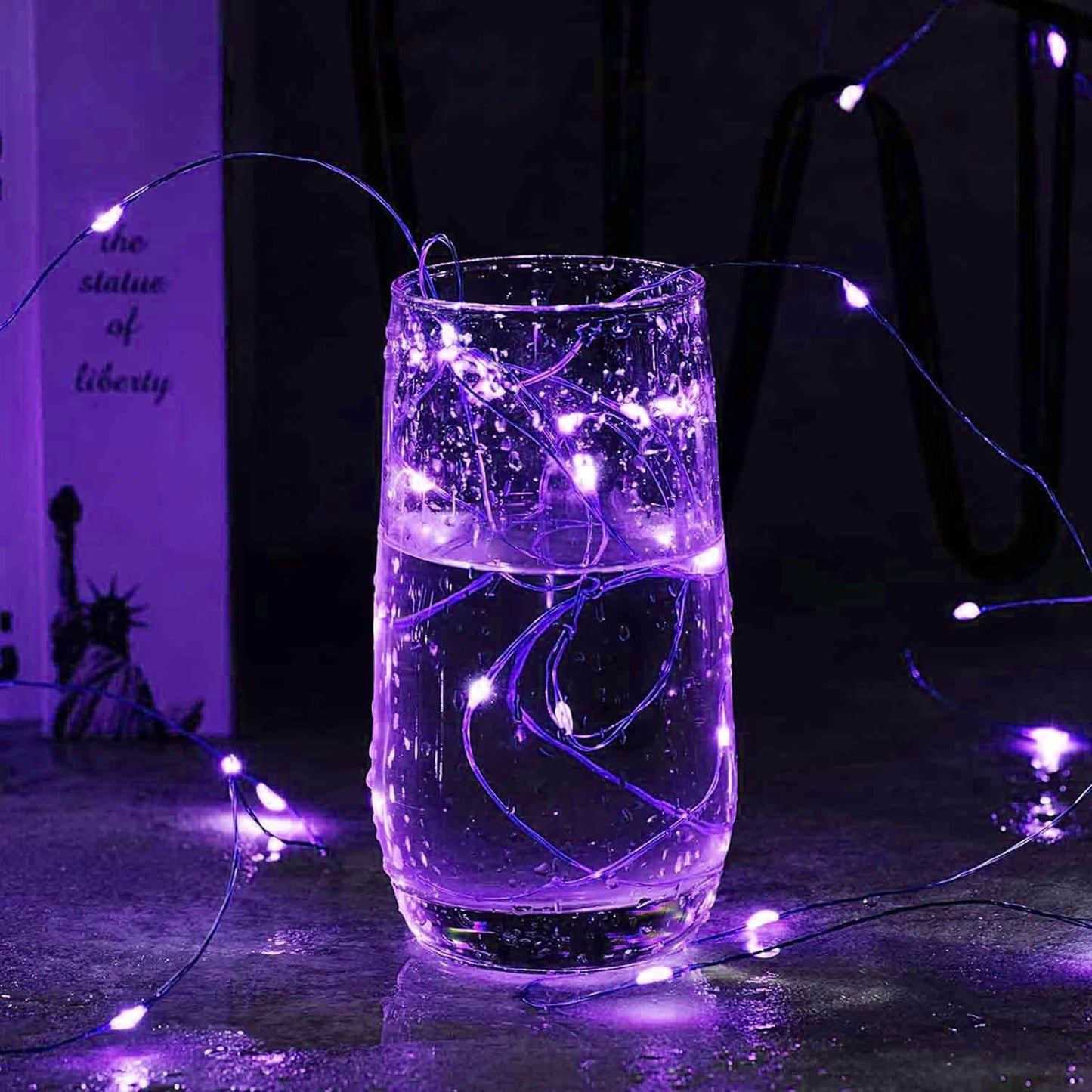 Aogist 2-Pack 16FT Fairy Lights with Spool,Ultra-Bright 50 LEDs Battery Operated Copper Wire String Light for Bedroom Christmas Wedding Centerpiece Parties Decoration,Purple