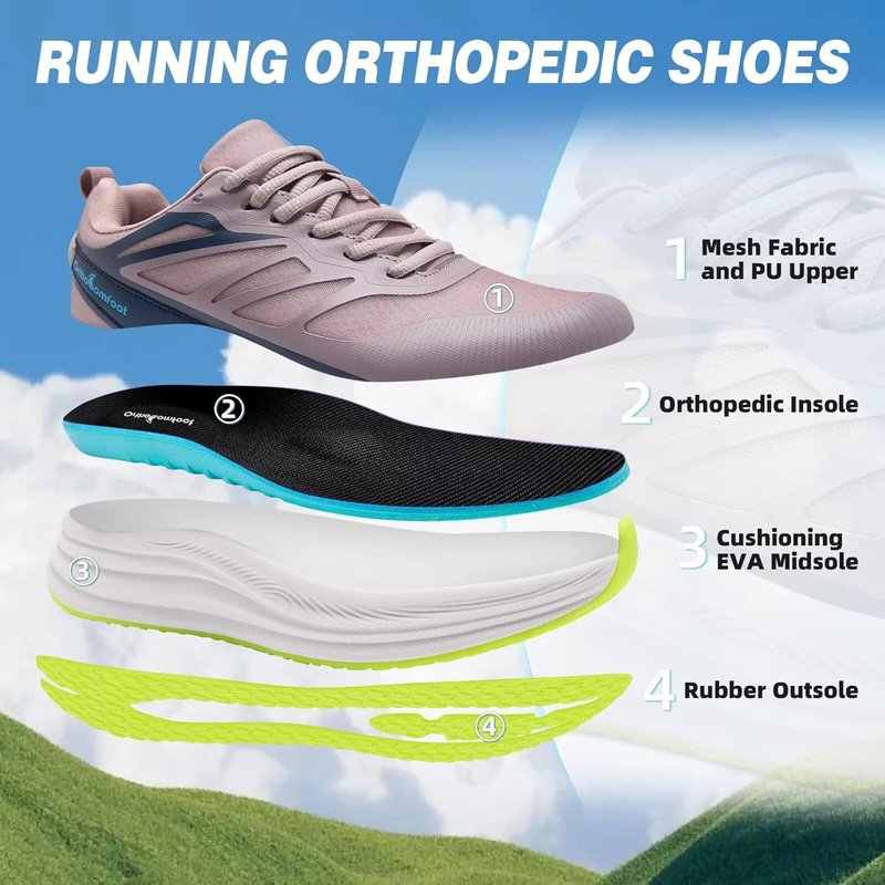 Women's Orthopedic Running Shoes - Comfortable Arch Support for Plantar Fasciitis | Casual Athletic Sneakers for Flat Feet & Heel Pain Relief