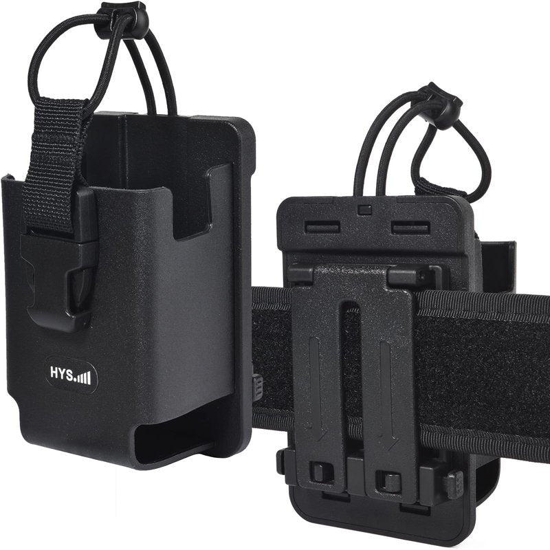 HYS Tactical Handheld Two Way Radio Holster - Portable Radio Case (TPU) with Belt Clip & MOLLE Attachment for Belt, Vest, or Pack, for Walkie-Talkie, Security, EMS, Law Enforcement Duty Gear