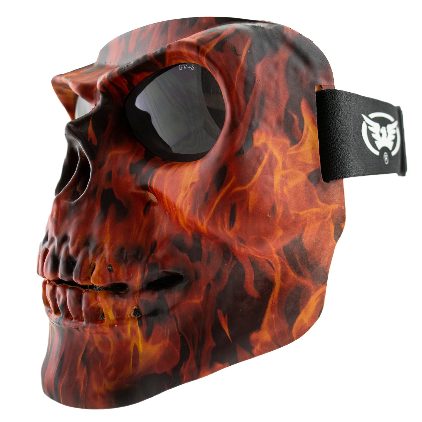 Global Vision Skull Mask Motorcycle Full Face Coverage Riding Goggles Matte Flame w/Smoke Lenses