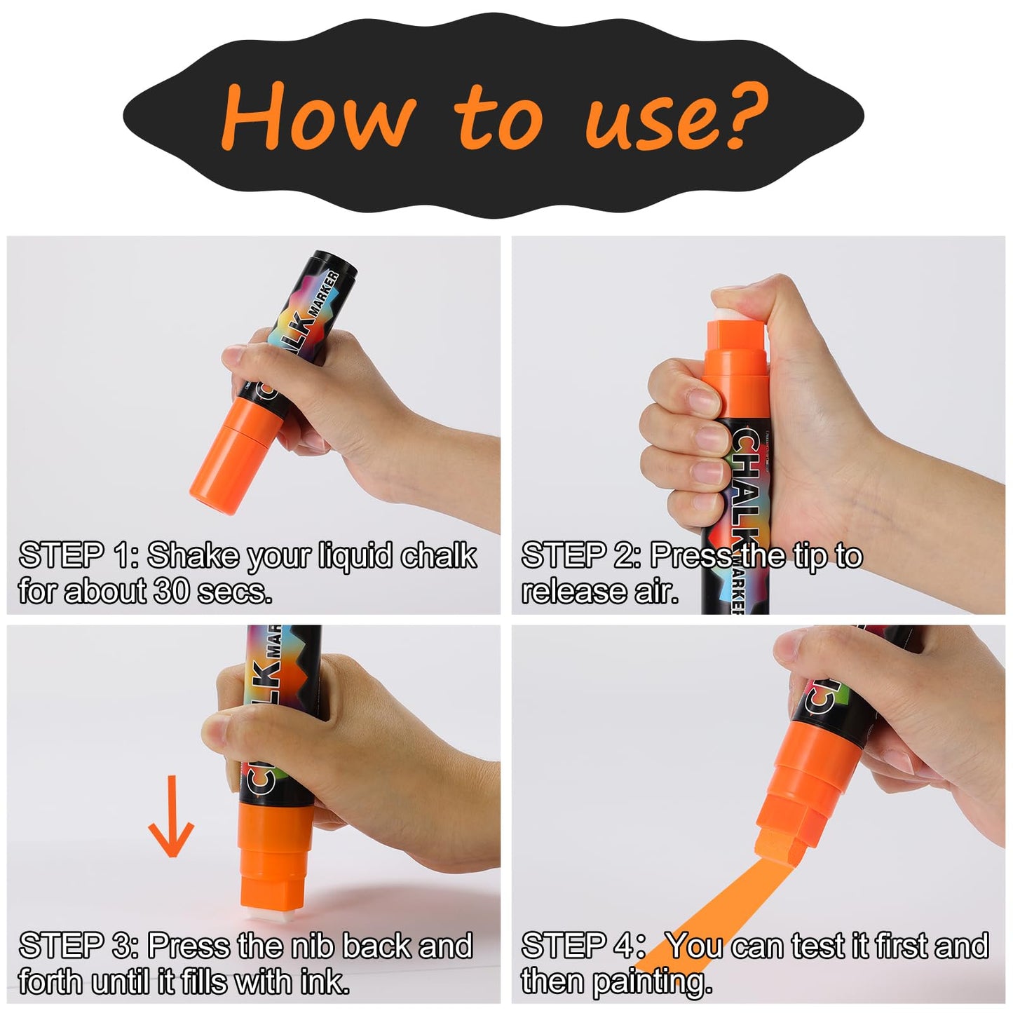 FansArriche Liquid Chalk Markers, 15mm Jumbo Car Window Markers, 8 Pack Erasable Neon Chalk Pens for Chalkboard, Blackboard, Glass, Signs, 3-in-1 Nib