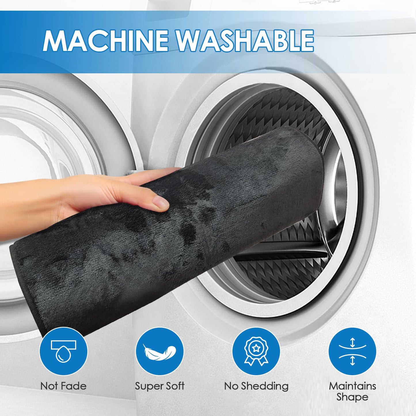 Uowuoiw Memory Foam Black Bathroom Rug Set 4-Piece, Soft & Supportive Bath Mat Set, Super Absorbent & Quick Dry, Non-Slip Backing, Machine Washable Rugs for Bathroom, Tub & Shower (Black)