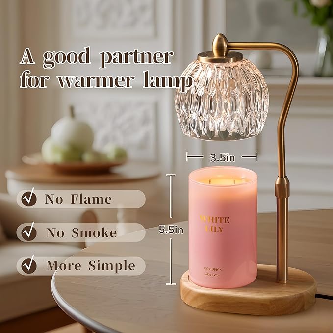 Goodpick Scented Candle White Lily, Soy Wax 22oz Long Burning 120H, Fresh Floral Citrus & Woody Musk, Home Aromatherapy Candles