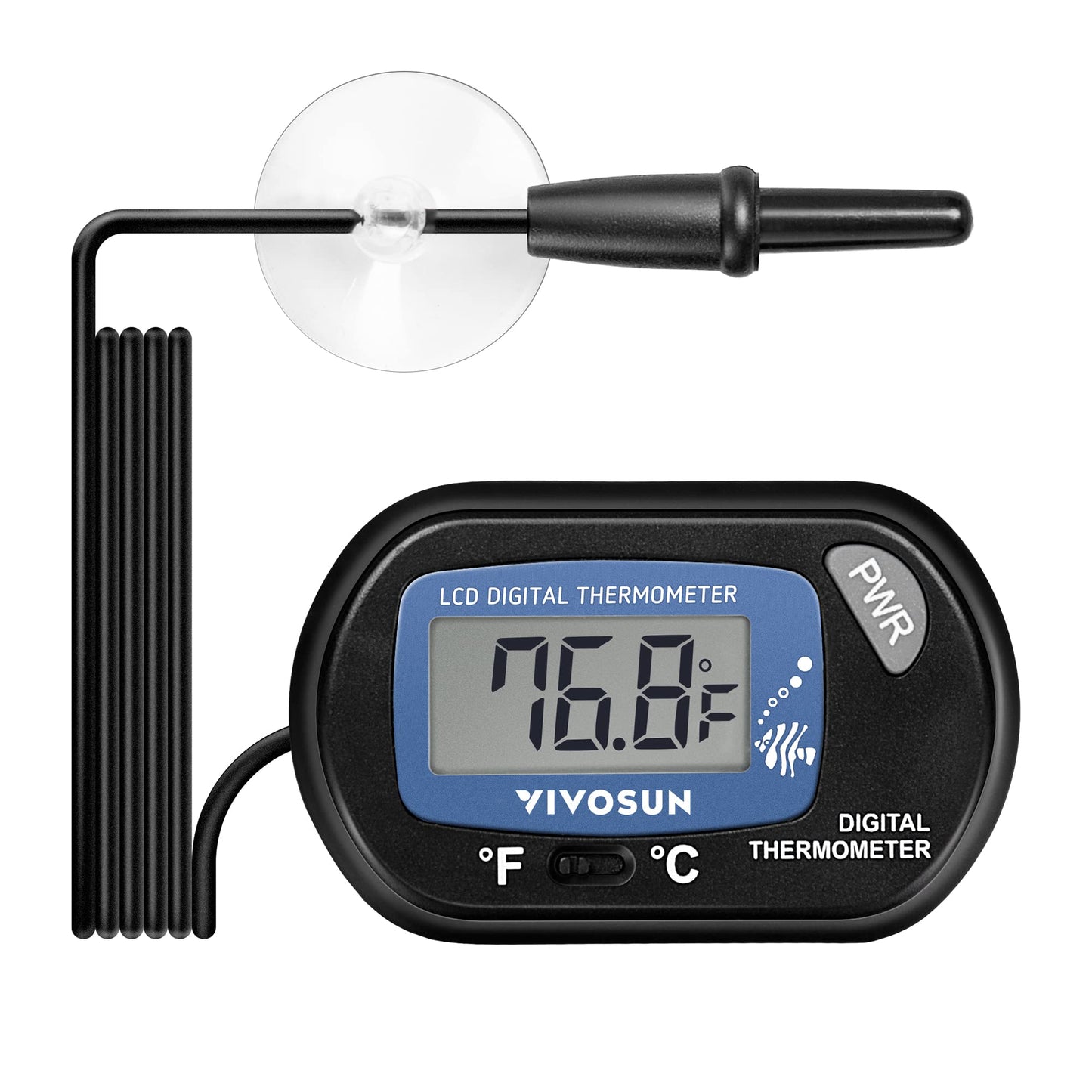 VIVOSUN 4-Pack LCD Digital Aquarium Thermometer Fish Tank Water Terrarium Temperature with Suction Cup for Turtle