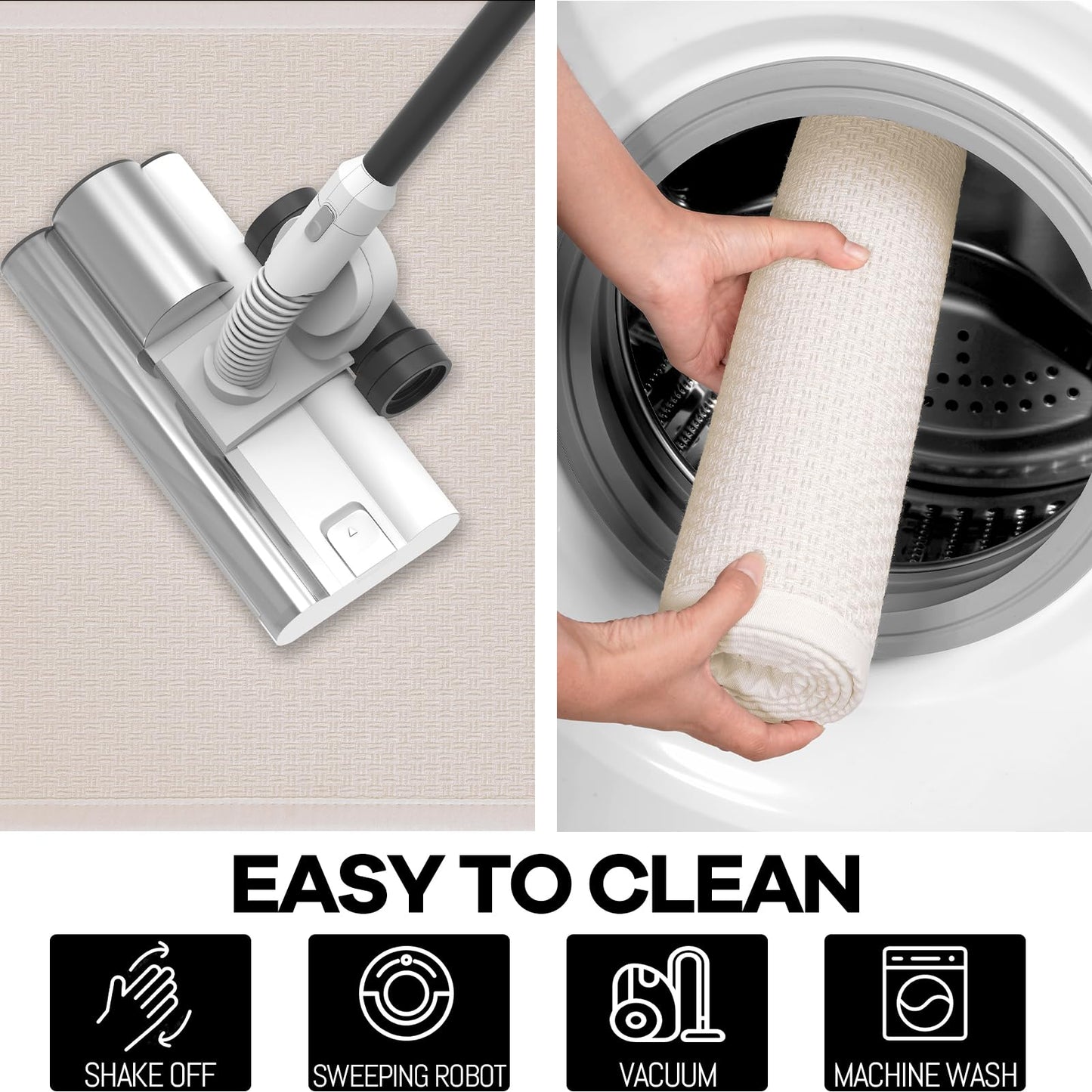 Hargiis Kitchen Rug, Rubber Non Slip Kitchen Rugs Washable, Absorbent Runner Mat for Floor, Machine Washable Standing Mats for in Front of Sink, Door, Laundry, Entryway, Hallway (Beige, 30" × 17.3")