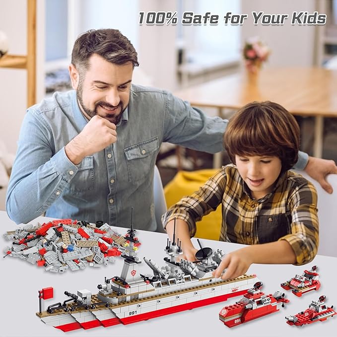 Sitodier Military Battleship Building Block Set for Kids811pcs 25 in 1 Cruiser Battle Ship Building Kit Toy for Boys Kids Ages 6-12 and 8-14 Beautiful Xmas Birthday Gift