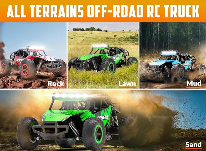 RACENT Remote Control Cars for Adults - 1:16 Scale 20kph Fast RC Truck All Terrain Off-Road Monster Truck for Adults with 2 Rechargeable Batteries (Blue)