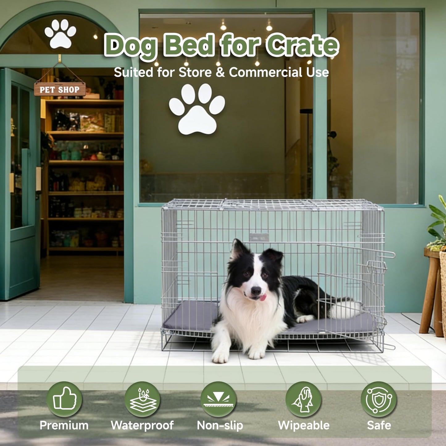 WAYIMPRESS Outdoor Dog Crate Pad, Reversible Waterproof Crate Mat Bed, Wipeable Kennel Mat Pet Sleeping for Medium Large Dogs, Waterproof, Wipeable, Anti-Slip, Kennel Pads 35 x 22 Inch, Dark Gray