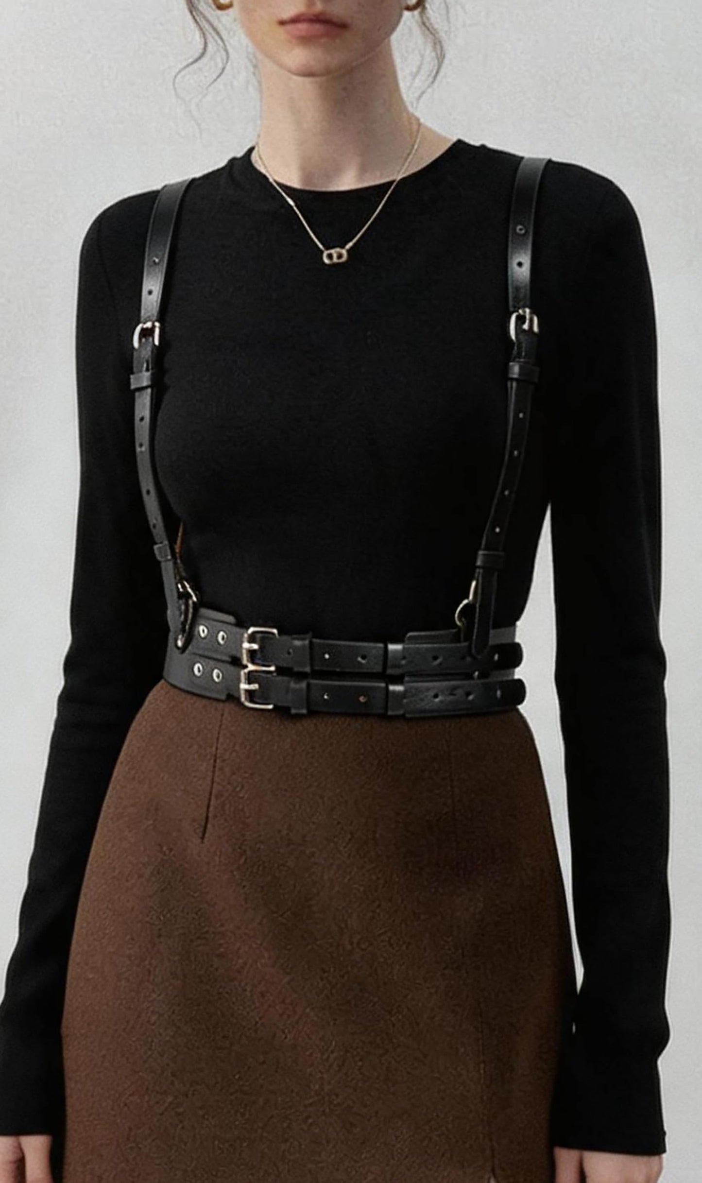 SPIRCTERR Punk Women Faux Leather Harness Belt Adjustable Goth Black Harness Top Fashion Waist Belt for Dresses, Festival & Cosplay