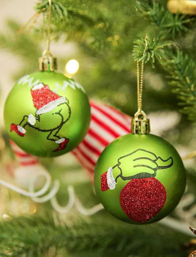 16Pcs Christmas Ball Ornaments Lime Green Red and White Christmas Tree Decorations Set 2.36" Shatterproof Plastic Ornaments for Tree, Hanging Xmas Décor for Office Holiday Home Indoor&Outdoor