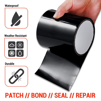 CANOPUS Patch and Seal Tape, Waterproof Tape for Indoor & Outdoor Use, Heavy Duty Thick Rubberized Repair Tape, Fix Leaks on Hoses, Pipes, Gutters, Roofs, Boats, Pools, 4" x 5' Black