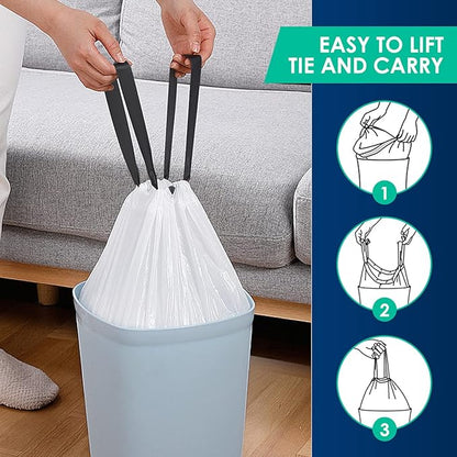 5 Gallon 80 Counts Strong Drawstring Trash Bags Garbage Bags by RayPard