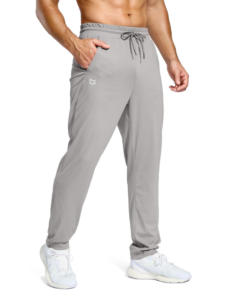 G Gradual Men's Sweatpants with Pockets Lightweight Workout Athletic Track Pants Stretch Gym Running Jogging Joggers for Men(Light Grey,L)