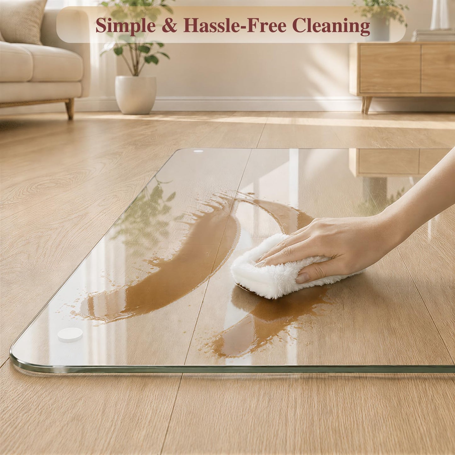 MYSUNORIA Tempered Glass Chair Mat, 42"x48" Office Chair Mat for Hardwood Floor, Clear Computer Chair Mat, 4 Non‑Slip Pads, Smooth Glide & Easy Clean, Carpet Hardwood Floor Protector