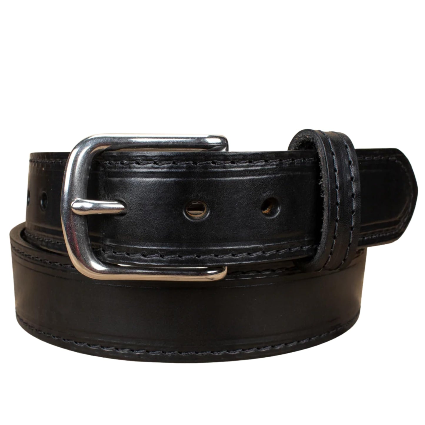 Handmade Stitched Bridle Leather Belt Extra Thick (Size 56, Black)