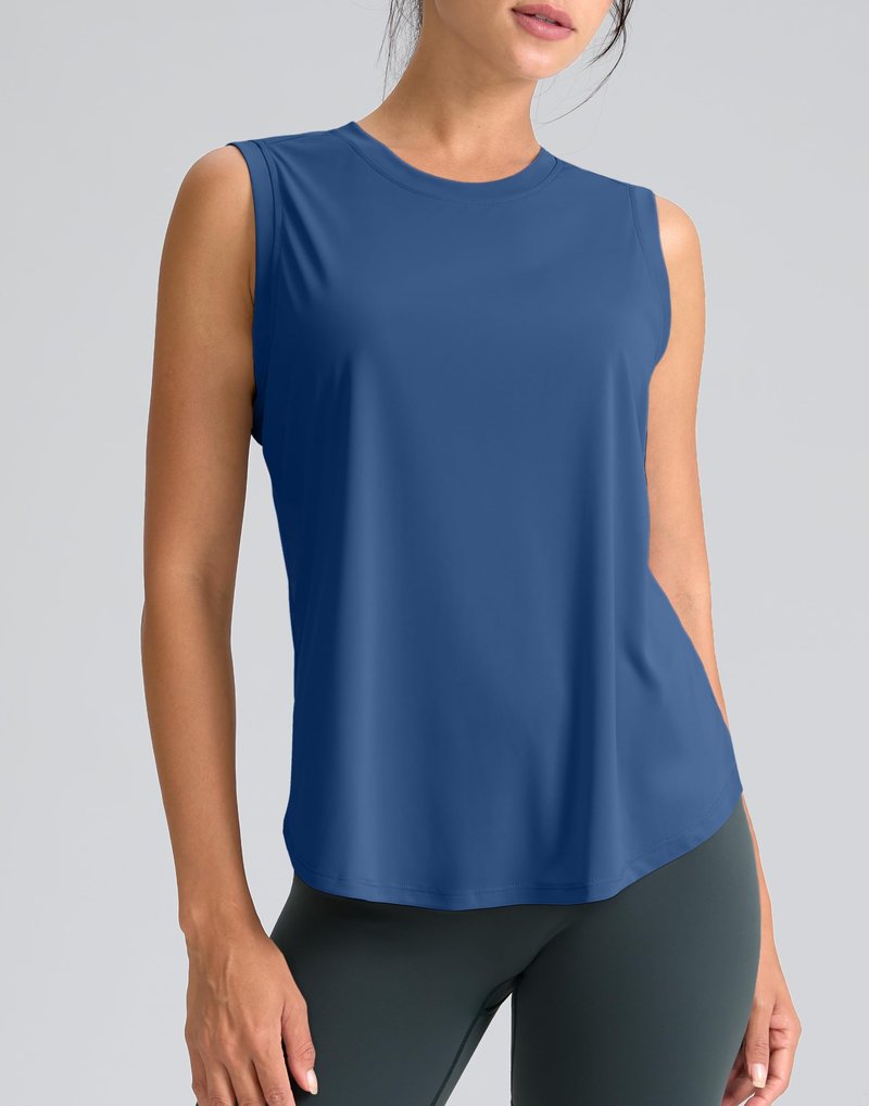SANTINY Women's Sleeveless Workout Tops Breathable Lightweight Active Tennis Yoga Shirts Athletic Running Tank Tops for Women (Blue_S)