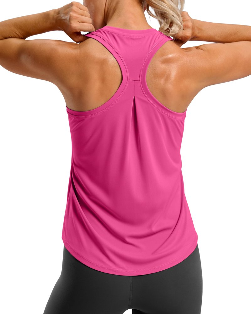G Gradual Women's Workout Tank Tops Racerback Athletic Yoga Tops Loose Fit Sleeveless Running Gym Sports Shirts for Women(Magenta,XXL)