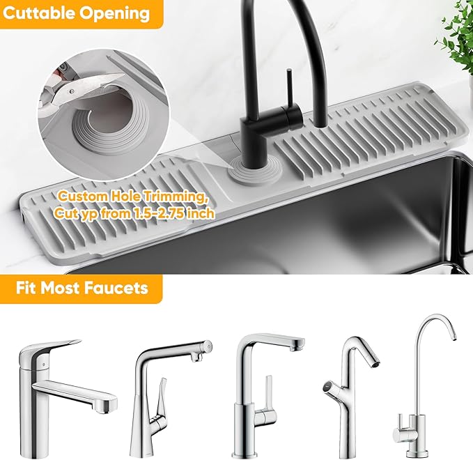 24'' Folding Faucet Mat for Kitchen Sink Splash Guard Kitchen Sink Faucet Mat