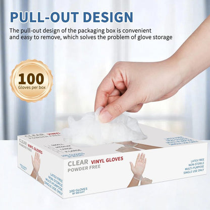 WMQL Clear Vinyl Gloves M, Food Safe | Latex-Free and Powder-Free Disposable Gloves for Cooking, Food Prep, Household Cleaning | Medium,100 Counts/Box