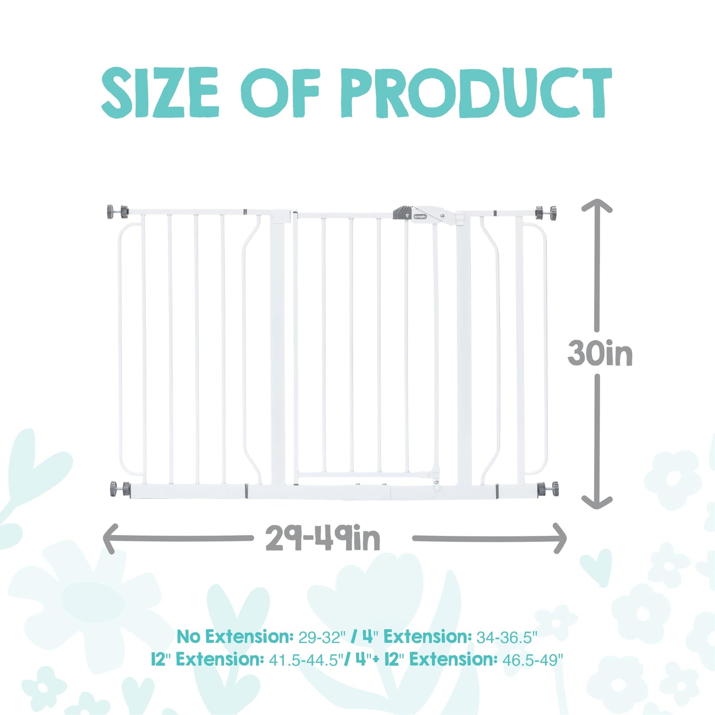 Regalo White Extra Wide Metal Pet Gate, 2" L X 49" W X 30" H