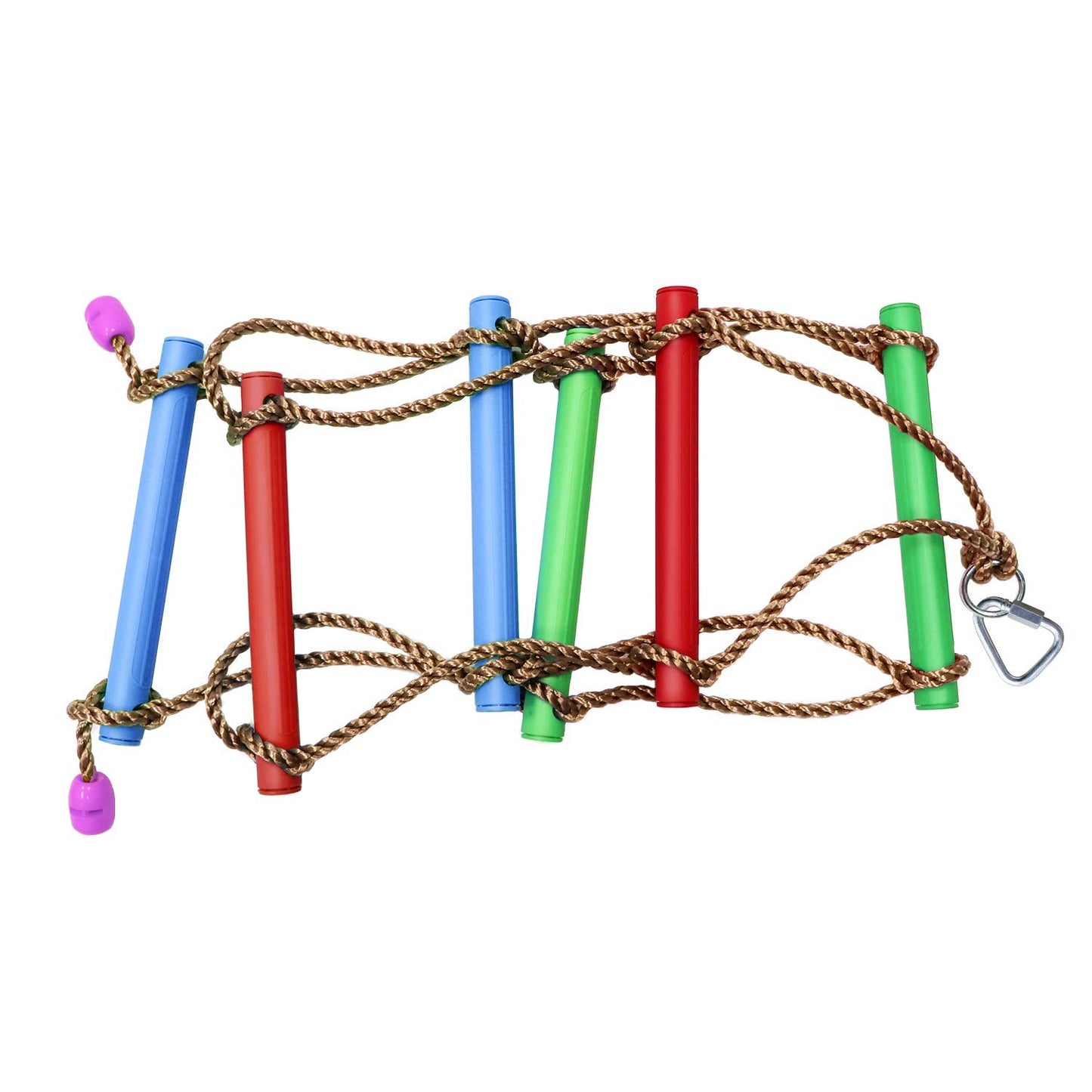 Rainbow Craft 6.6FT Climbing Rope Ninja Ladder for Kids - Kids Ninja Warrior Obstacle Course Accessories - Swing Rope Ladder