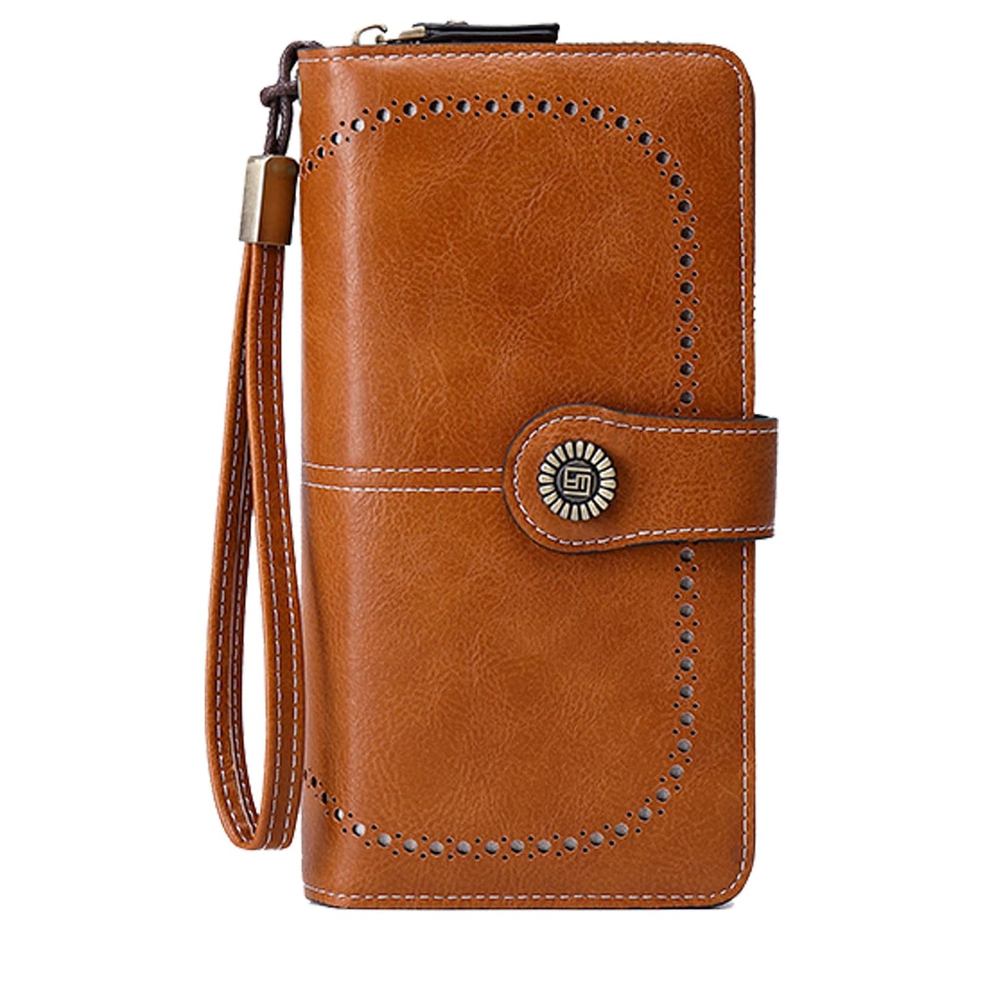 YAPAIOU Wallets for Women Leather Large Capacity Credit Card Holder Bifold RFID Blocking for Women with Pocket ID Window(Brown)