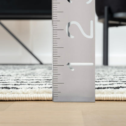 Abani Nuevo Collection Area Rug - Mid-Century Black & Ivory Arch Knot Design - 5' x 8' - for Living Room, Bedroom & Office