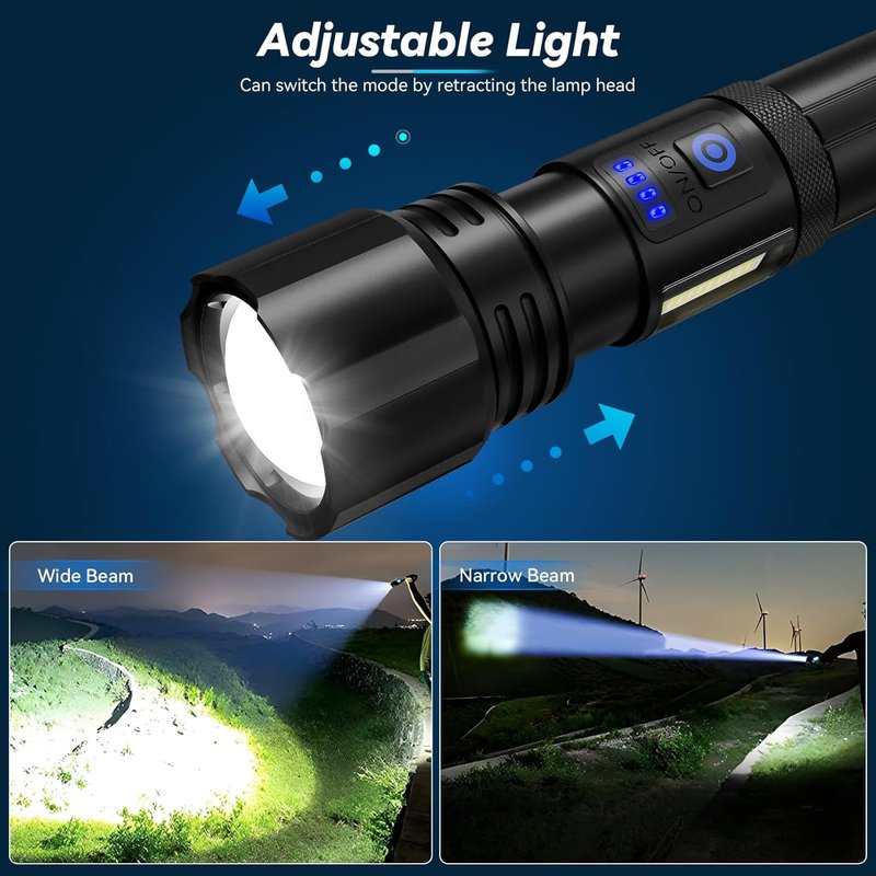Rechargeable LED Flashlight - 99,000 LM Super Bright High Lumens | Waterproof Handheld Flashlights (2 Pack)