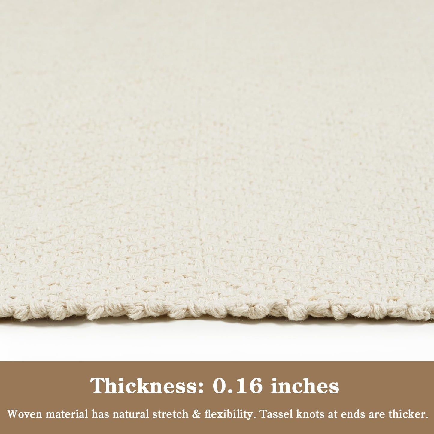Collive Bathroom Runner Rug, 2' x 5' Modern Farmhouse Kitchen Runner Rug Hand-Woven Entryway Rugs Runners for Hallway, White Boho Washable Laundry Carpet Indoor Front Door Mat for Bedroom Decor