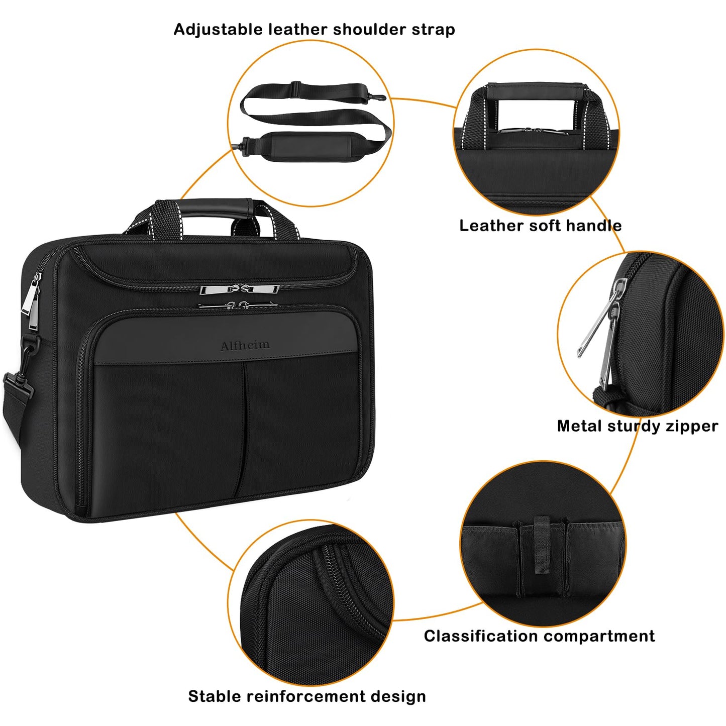 Enkinil 17 inch Waterproof Protective Laptop Messenger Briefcase with Adjustable Shoulder Strap, Men Women Travel/Business Bag Compatible with HP ZBook,ThinkPad,DELL Inspiron