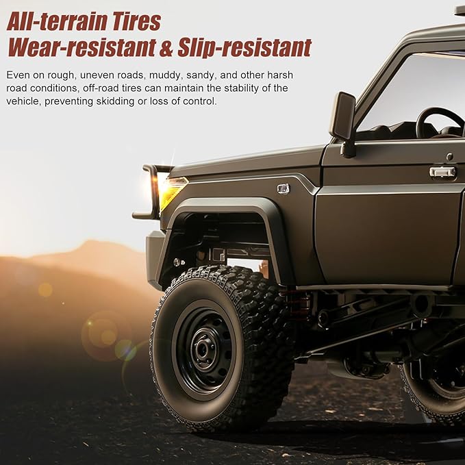 RC Crawler 1/12 Remote Control Car MN-82S 4WD RC Pickup Truck 2.4GHz All Terrain Off Road RTR Climbing Car with LED Lights and 2 Batteries for Adults (Silver)