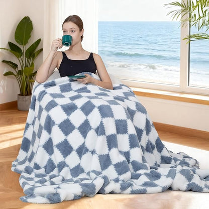 Ultra Soft Jacquard Shaggy Fleece Throw Blanket, Lightweight Warm and Plush, Cozy Couch and Travel Blanket, Multiple Colors and Sizes, Year Round Comfort