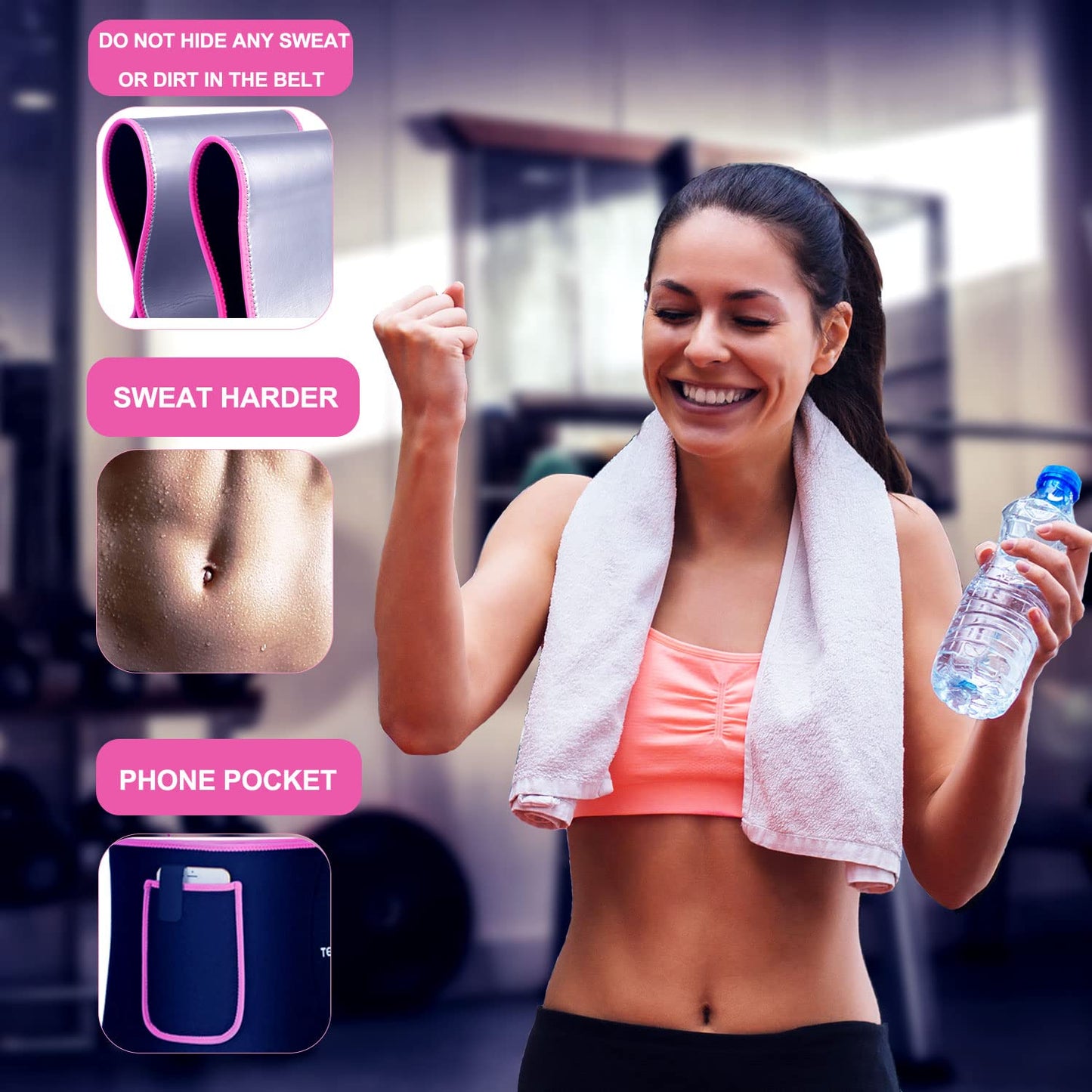 TESETON Waist Trainer Sweat Belt for Men Women 01 Pink S