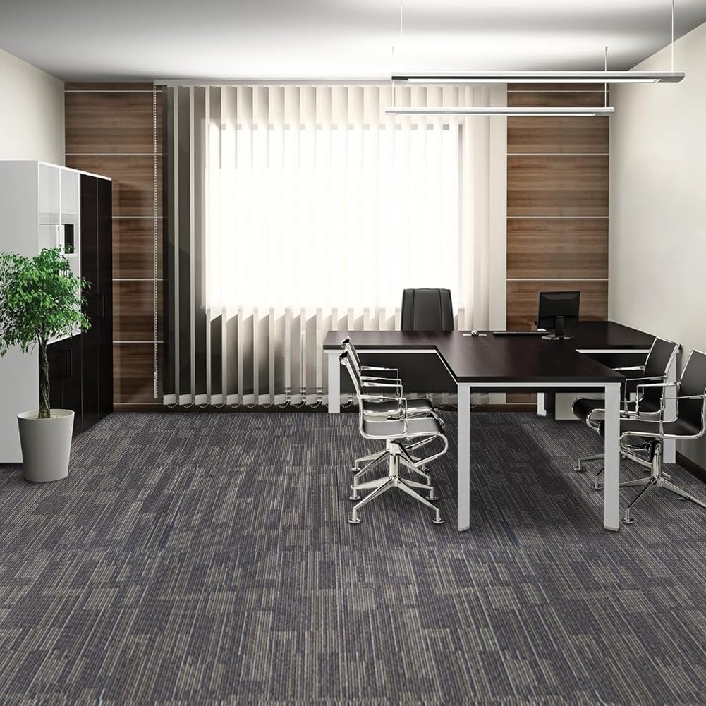 18 PCS Commercial Carpet Tiles 24"x24" (72 Sq Ft) Heavy Duty Carpet Squares with Non-Slip Backing, Modular Floor Tiles for Office, Basement, Home (Brown)