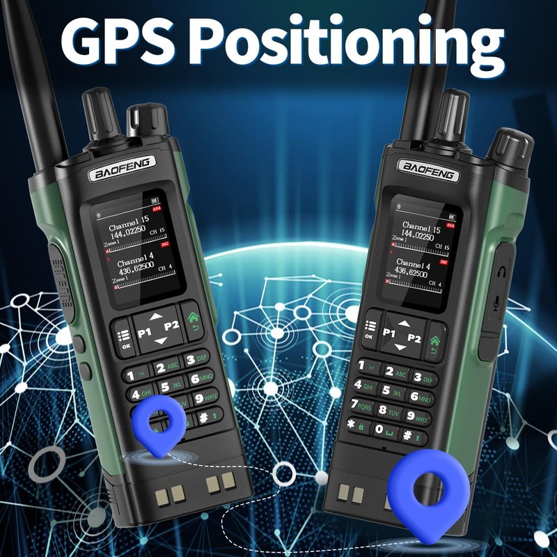 BAOFENG DM32 Ham Radio Handheld DM-32UV Walkie Talkies Long Range with NOAA Emergency Weather | 10W Rechargeable (4PCS Batteries) DM-32 DMR Radio with GPS,USB-C Charging for Survival Gear Hunting