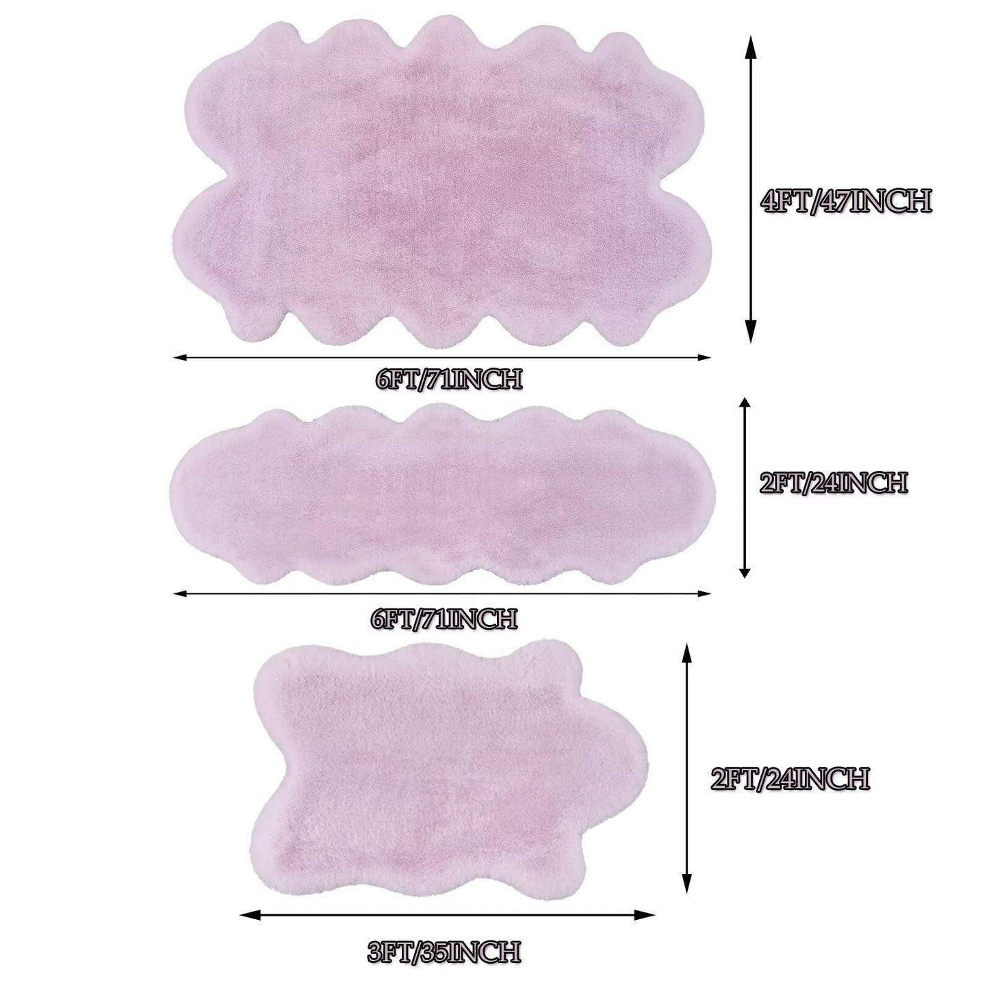 Animebody 1700GSM Fuzzy Faux Sheepskin Fur Area Rug,Extra Soft Faux Fur Mat,Fluffy Shaggy Fur Rug for Bedroom Living Bedside Rug Room Decor-Lavender, 2 x6 ft