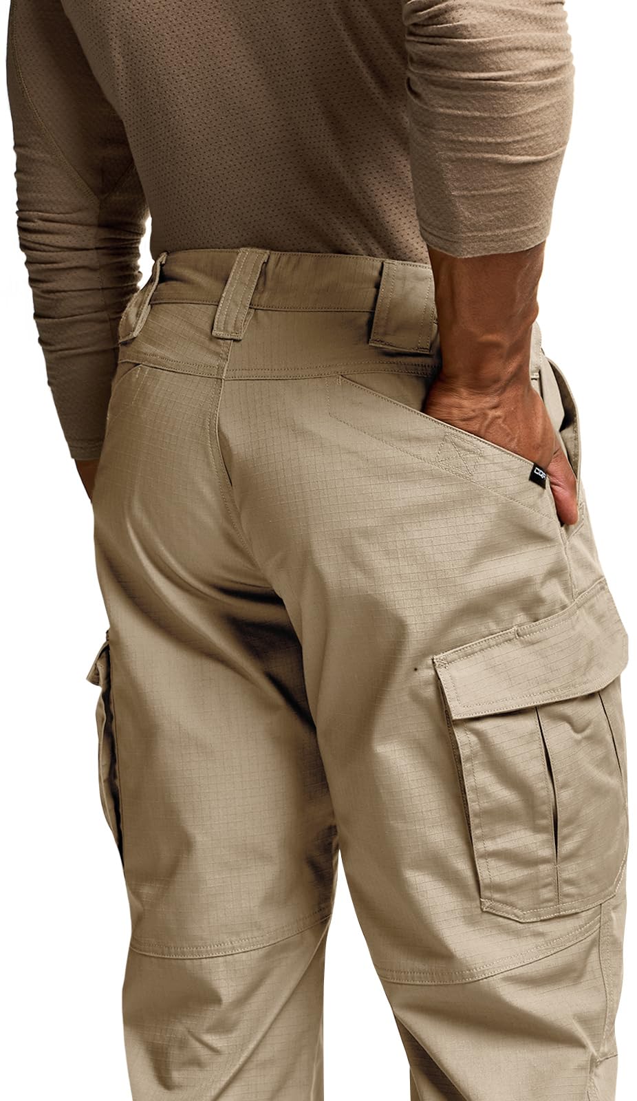 CQR Men's Tactical Pants, Water Resistant Ripstop Cargo Pants, Lightweight EDC Work Hiking Pants, Outdoor Apparel, Raider Mag Pocket Khaki, 38W x 32L